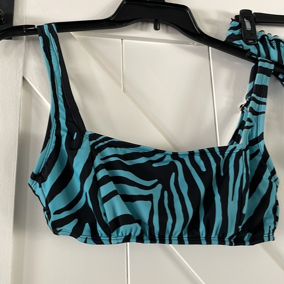 Shade & Shore 2 piece bathing suit 👙 blue/black zebra 🦓 color size large - Picture 2 of 6